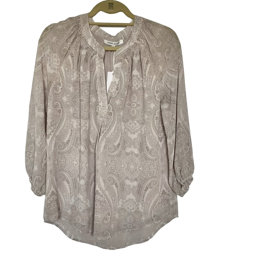 Rose & Olive Blouse  Paisley Bohemian  Peasant Feminie  Flattering